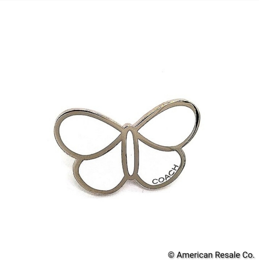 Vintage COACH White Enamel Butterfly Lapel Pin Brooch Purse Backpack Pin Charm - Picture 2 of 6